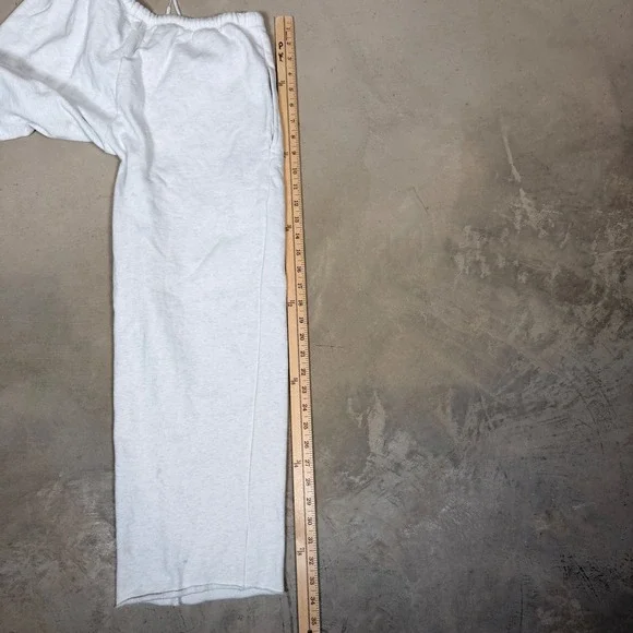 Brandy Melville White Wide Leg Sweatpants Raw Hem Elastic Waist Pockets - Picture 5 of 6